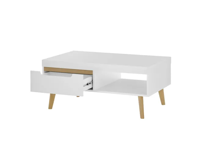 Couchtisch SVANTE 107x67 cm Weiß matt / Scandi Oak Dekor