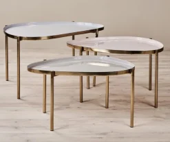 Couchtisch 3-teilig Glas goldfarbig/ rosa