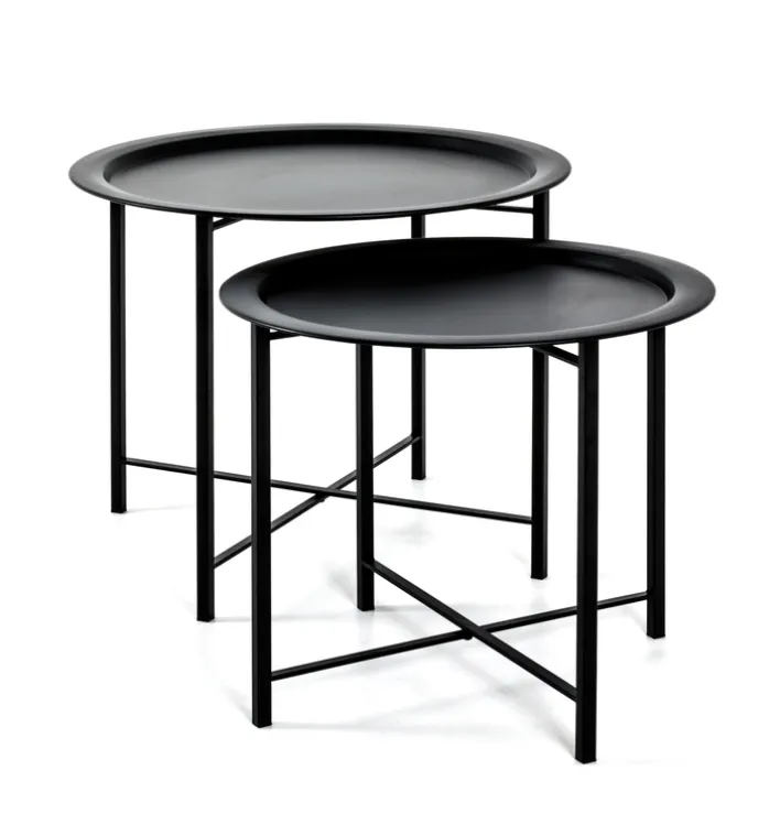 Couchtisch 2-teilig Metall/schwarz rund