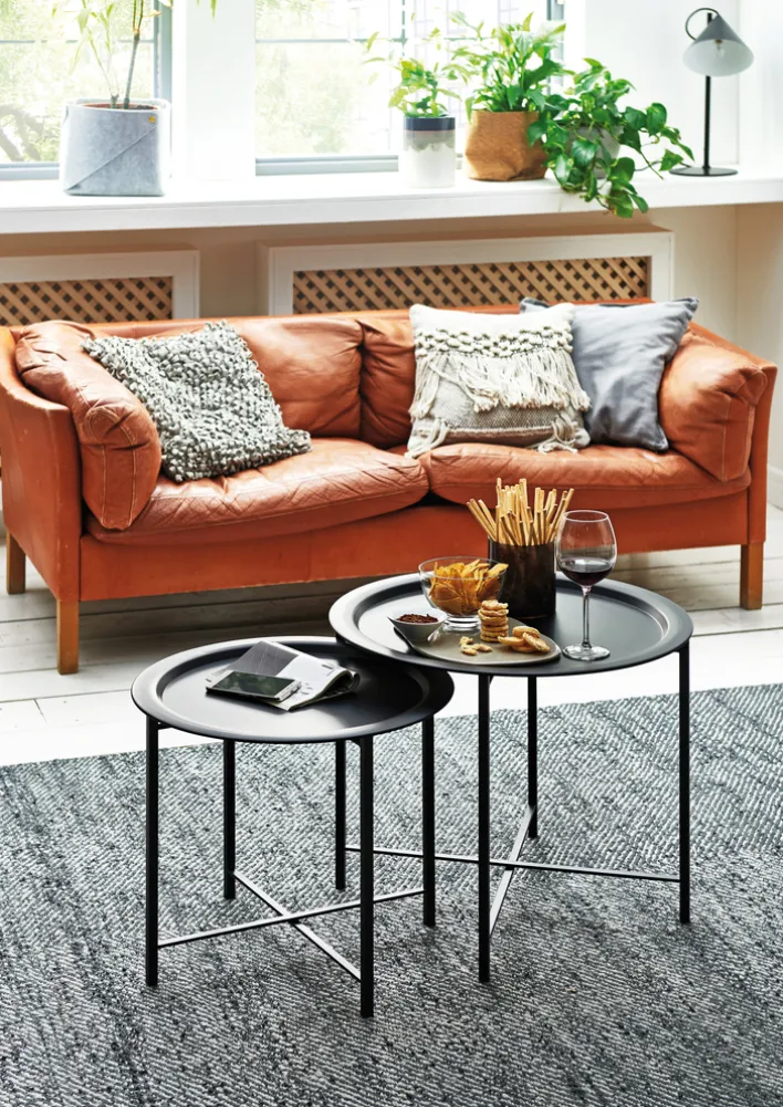 Couchtisch 2-teilig Metall/schwarz rund