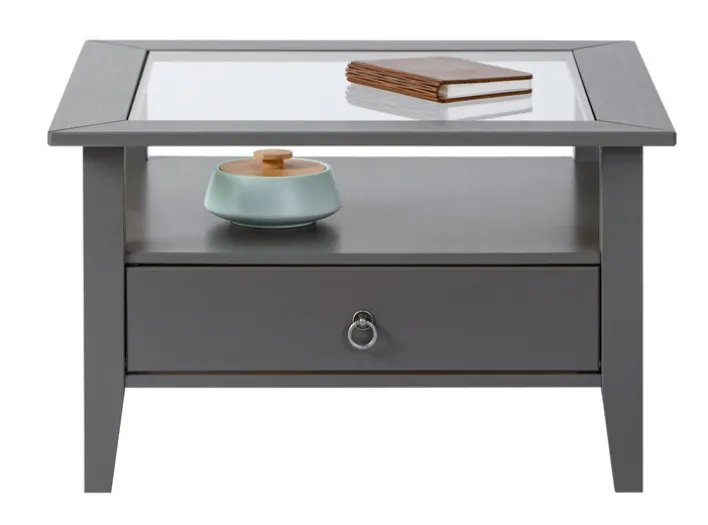 Couchtisch VALENTIN 75x45x75 cm Massivholz Kiefer grau