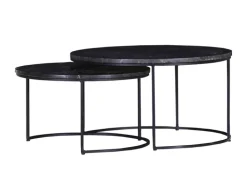 Couchtisch-Set IKAROS 2-teilig Marmor schwarz