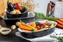 CreaTable Auflaufform oval CLASSIC BLACK & WHITE schwarz