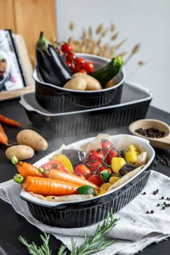 CreaTable Auflaufform oval CLASSIC BLACK & WHITE schwarz