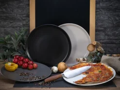 CreaTable Pizzateller XL MANHATTAN 6er Set 33 cm schwarz