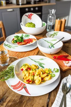 CreaTable Schale KRÄUTER BASILIKUM 30 cm Porzellan weiß