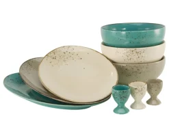 CreaTable Servierplatte NATURE COLLECTION Oval türkisblau