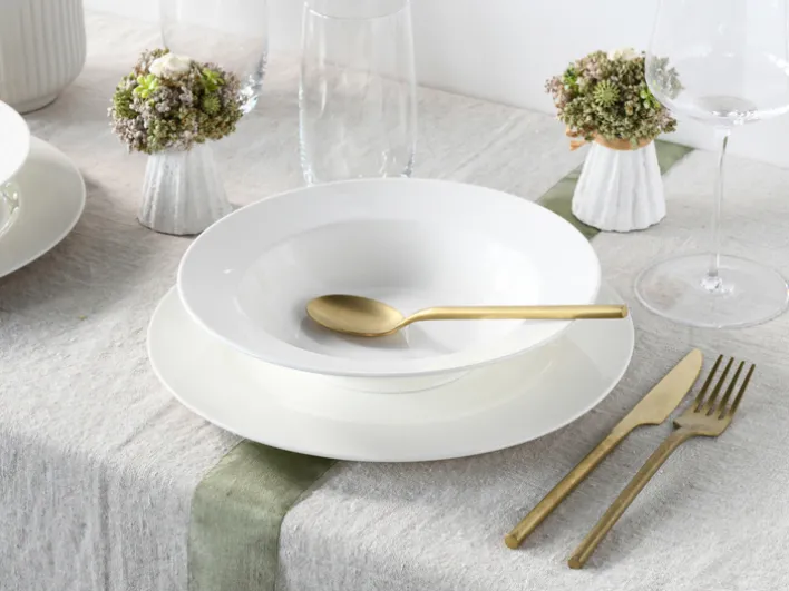 CreaTable Suppenteller FLEUR ROYAL 6er Set creme weiß