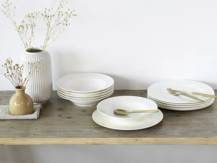 CreaTable Tafelservice FLEUR ROYAL 12-teilig creme weiß