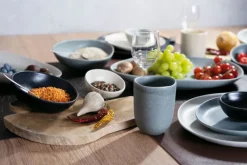 CreaTable Teller flach PIETRA Keramik graphitgrau