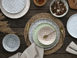 CreaTable Teller-Set UNO EMILIANA MIX Steinzeug 12-tlg. rund Mehrfarbig