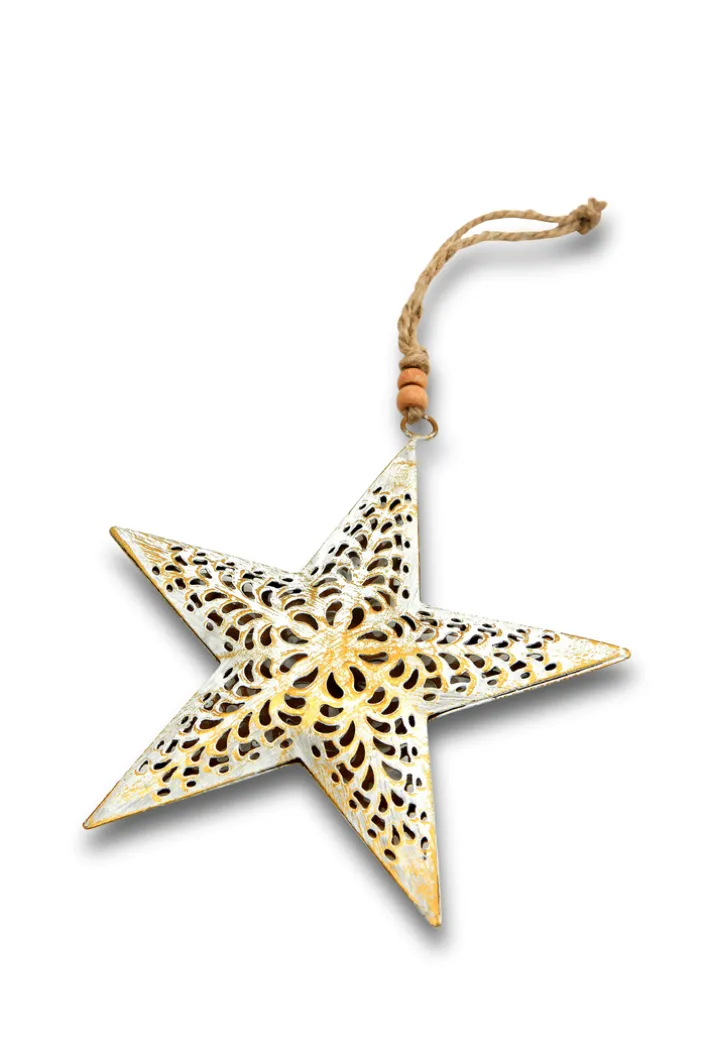 Deko Anhänger CALM & COSY Metall 15 x 15 x 1,5 cm goldfarbig/weiß