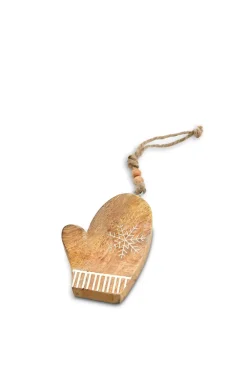 Deko Anhänger CALM & COSY Mango Holz 10 x 7,5 x 1,5 cm Braun/Weiß