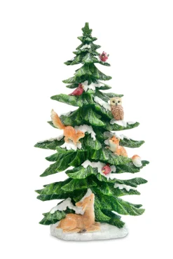 Deko Objekt Tannenbaum mit Tieren CALM & COSY Polyresin 41 x 23 x 14 cm Grün/Mehrfarbig