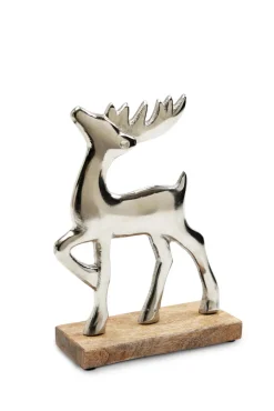 Dekofigur BLACK FORREST Mangoholz Aluminium Höhe 20 cm Braun/Silberfarbig