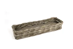 Dekotablett Rattan 55 x 8 x 18 cm Grau