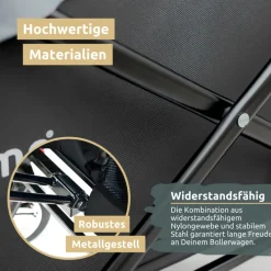 deluxe4home Bollerwagen mit Dach BENJI 56 x 128 cm schwarz /grau