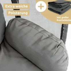 deluxe4home Hängesessel mit Gestell MODERN 3-tlg schwarz /anthrazit