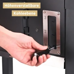 deluxe4home Holzkohlegrill GRILLWAGEN XXL 105 x 50 cm schwarz