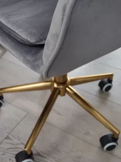 Drehstuhl hellgrau/ goldfarbig