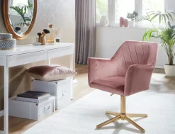 Drehstuhl inklusive Armlehne rosa/ goldfarbig