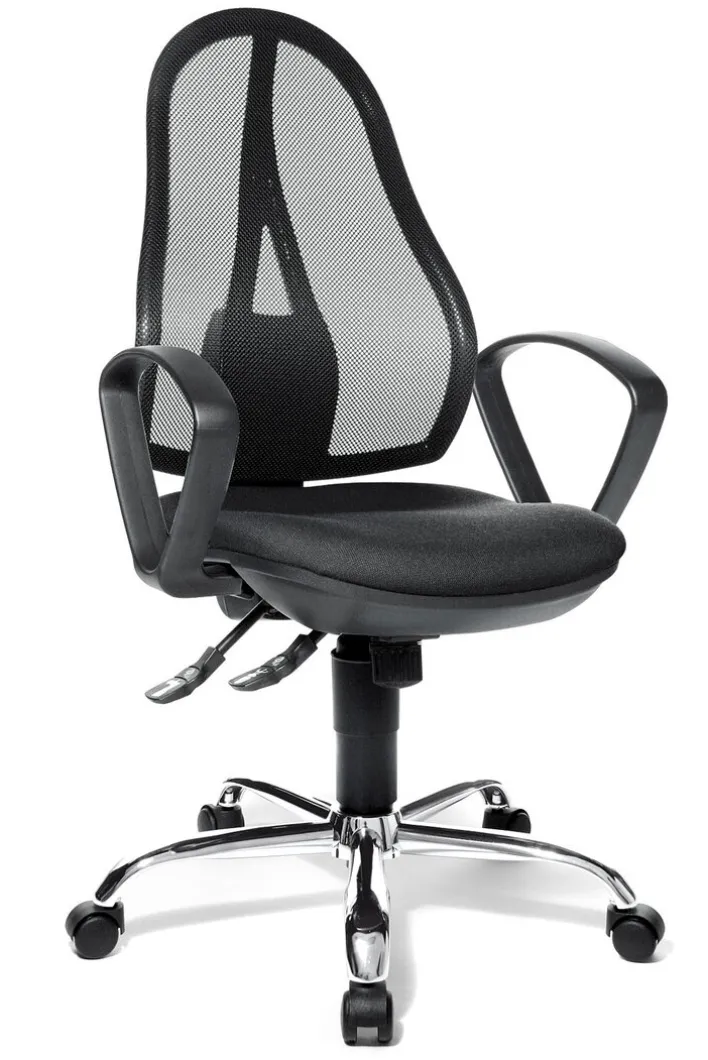 Drehstuhl mit Armlehnen Sitz Schwarz/Rücken Netz Schwarz