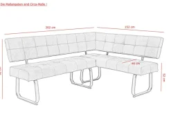 Eckbank LUISE 202 x 152 cm anthrazit