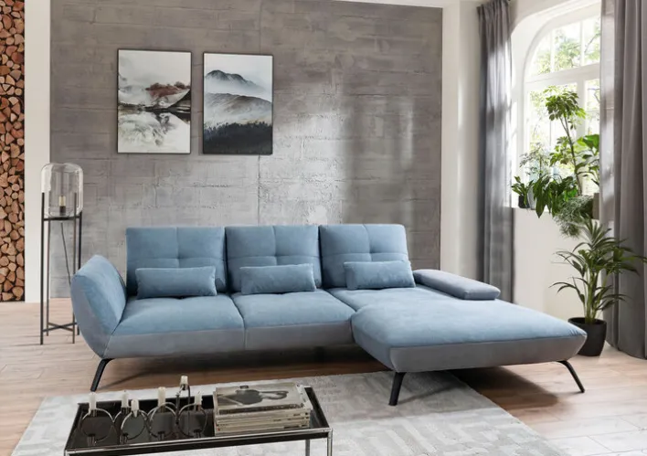 Ecksofa DALLAS R hellgrau/grau