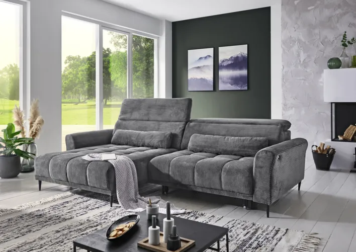 Ecksofa RAY 179 x 277 Cord dunkelgrau