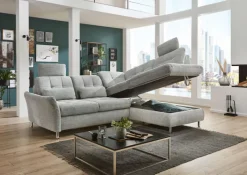 Ecksofa SEVRAN mit Schlaffunktion 242 x 210 cm alu