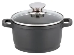 ELO Kochtopf mit Glasdeckel ALUCAST 16 cm Aluminiumguss schwarz