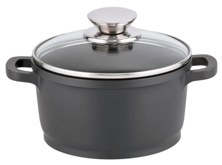 ELO Kochtopf mit Glasdeckel ALUCAST 16 cm Aluminiumguss schwarz