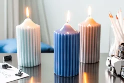 ENGELS KERZEN Rillenkerze 8/H15 cm leinengrau