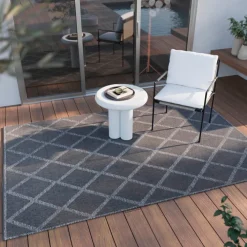 ESPRIT Outdoorteppich RHOMB 120 x 170 cm blau/grau