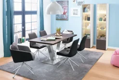 Esstisch 160-240 x 90 cm Oxydo Darknight / Edelstahl