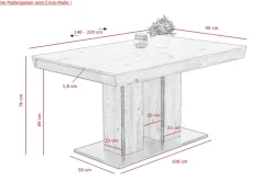 Esstisch AGNES 140 (220) x 90 cm Artisan-Eiche-Dekor braun/Dekor schwarz