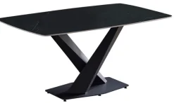 Esstisch AMSTERDAM Tischplatte Keramik schwarz matt 180 x 90 cm