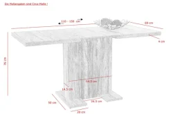 Esstisch BRITT 110-150 x 70 cm NB Sonoma Eiche