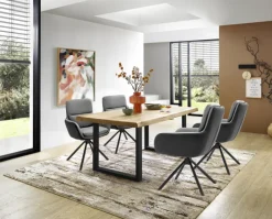 Esstisch CHRISTIAN 180 x 100 cm Eiche massiv geölt/schwarz