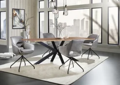 Esstisch LORENZO 180 x 90 cm Akazie Massivholz/schwarz