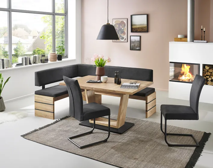 Esstisch MARIE 140(180) x 90 cm braun/schwarz