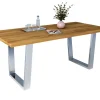 Esstisch ROMINA 160 x 100 cm Eiche massiv/ edelstahlfarben