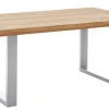 Esstisch SAGA U-IV 160 x 100 cm edelstahlfarbig /Kernbuche geölt
