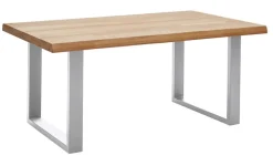 Esstisch SAGA U-IV 160 x 100 cm edelstahlfarbig /Kernbuche geölt