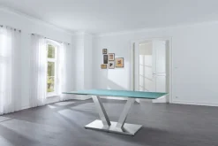 Esstisch SETA 160-250 x 90 cm Edelstahl/Glas grau