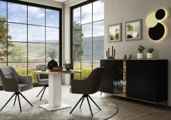 Esstisch TAPAS Ø 90-130 x 90 cm braun/weiß