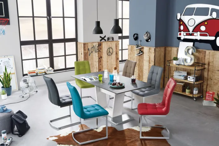 Esszimmerstuhl HURLEY Lederlook grau