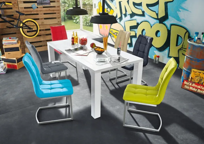 Esszimmerstuhl HURLEY Lederlook anthrazit