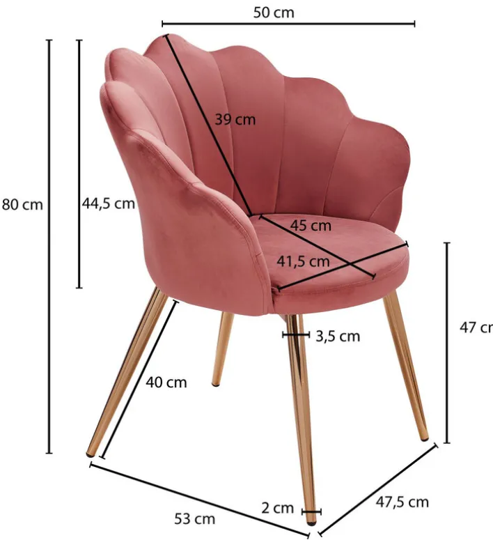 Esszimmerstuhl Samtstoff rosa/goldfarbig