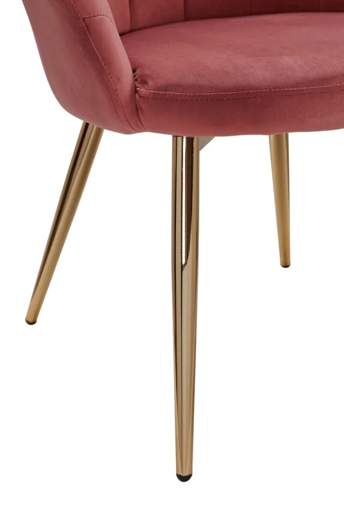 Esszimmerstuhl Samtstoff rosa/goldfarbig